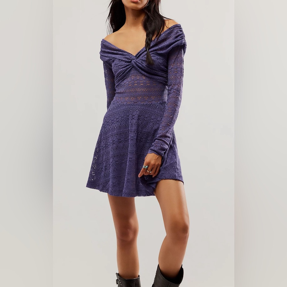 NWOT ~ Free People Lila Lace Mini Dress ~ Purple ~ Size M